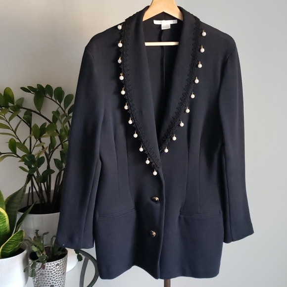 1980s Vintage Pearl Embellished Blazer - Picture 4 of 6